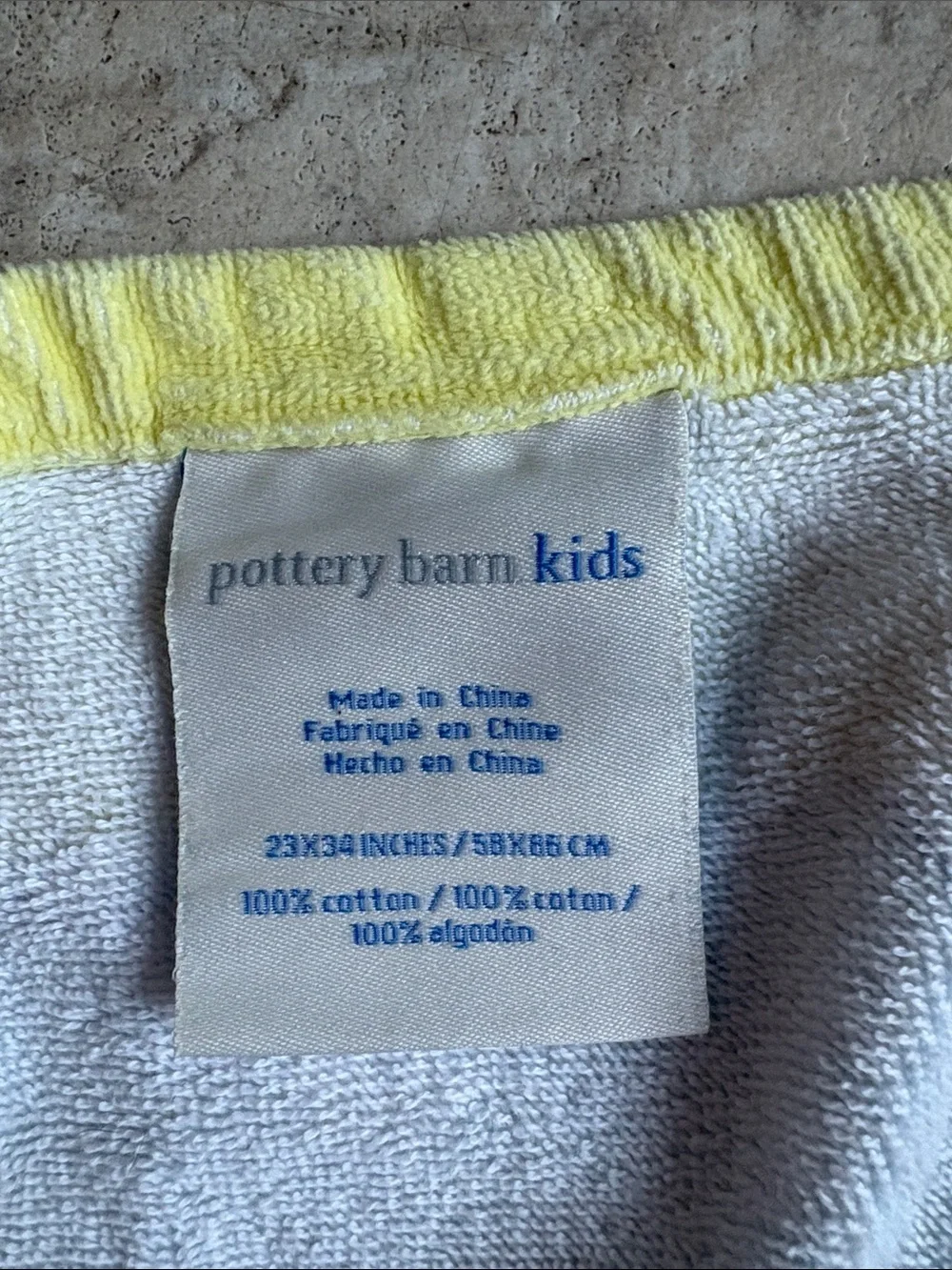 Pottery Barn Kids Yellow Hooded Baby Towel with Bunny Face Print